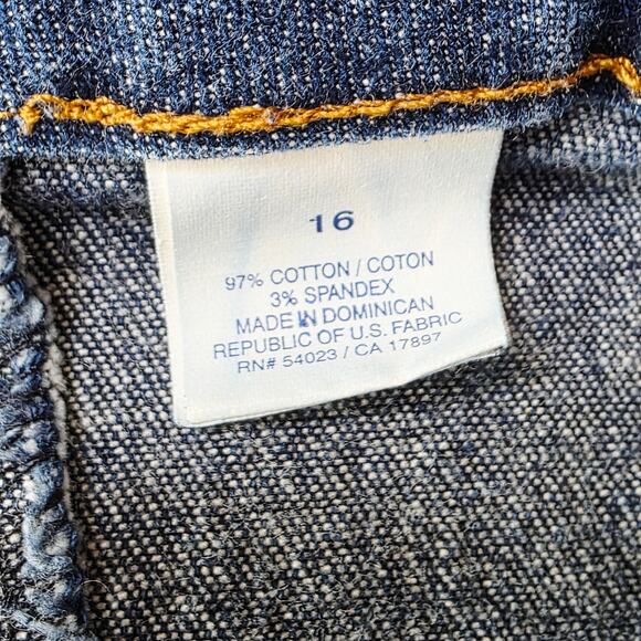 VINTAGE Old Navy Denim Mini Skirt Size 16 Blue Stretch Classic Y2K Casual 90s - Picture 9 of 12